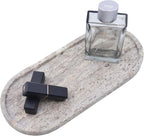 Natural Marble Tray, Oval Vanity Decorative Tray for Bathroom Counter, Countertop Stone Organizer, Catchall Tray for Kitchen, Perfume, Candles, Jewelry Dish Decorative Tray