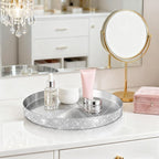 Round Bling Stainless Steel Serving Tray, Shiny Serving Platter for Coffee Table Display, Glitter Rhinestones Decorative Tray for Home Decor (Silver-11.8 inch)