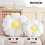 Flower Pillow, Yellow Daisy Flower Decorative Pillows for Bed, Cute 19.6" Flower Shaped Pillow with Soft Faux Rabbit Fur Dorm Home Decor Floor Seating Cushion