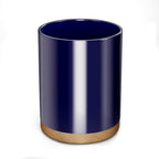 Ceramic Kitchen Utensil Holder for Countertop, Modern Crock with Non-Slip Cork Base, Counter Organizer for Cooking Tools , Blue