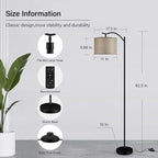 BoostArea Floor Lamp for Living Room,Arc Floor Lamp with Remote Control,Stepless Dimmable Brightness & Colors Temperature 2700k-6500k,Modern Standing Lamp for Bedroom Study Room Office,Jute