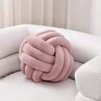 Sioloc Soft Knot Ball Pillows,Round Throw Pillow Cushion Home Decoration Plush Pillow,Throw Knotted Pillow Handmade Round Plush Pillow（10.6inches,Blush）