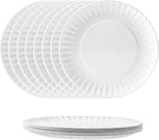 TP Melamine Plates Set of 8, 8-Inch Lightweight Reusable Plates for Picnic, Party, BBQ & Camping, Dishwasher Safe Tableware for Salads, Appetizers & Desserts, White