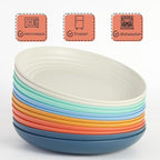 12PCS Unbreakable Dinner Plates, Dishwasher & Microwave Safe Plastic Plates Reusable, Lightweight Wheat Straw Plates for kitchen (Dopamine, 9 IN)