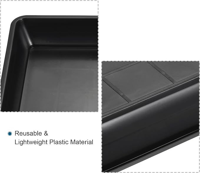 MECCANIXITY Plant Pot Saucer 7 Inch Plastic Square Flower Drip Tray for Indoor Outdoor, Black Pack of 10