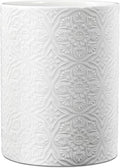Ceramic Kitchen Utensil Holder for Countertop, Embossed Pattern Crock with Kiln-Fired Finish, Counter Organizer for Cooking Tools , White