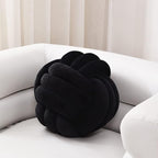Sioloc Soft Knot Ball Pillows,Round Throw Pillow Cushion Home Decoration Plush Pillow,Throw Knotted Pillow Handmade Round Plush Pillow（13.7inches,Black）