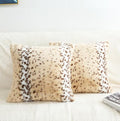 Throw Pillows Covers Fluffy Animal Fur Pillow Cover Snow Leopard Cheetah Print Decorative Accent Cushion Covers Pillowcases for Couch Sofa Bedroom Living Room, 18x18, Beige