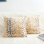 Throw Pillows Covers Fluffy Animal Fur Pillow Cover Snow Leopard Cheetah Print Decorative Accent Cushion Covers Pillowcases for Couch Sofa Bedroom Living Room, 18x18, Beige
