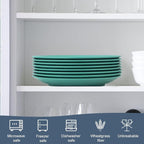 Flat Dinner Plates Set of 8 Alternative for Plastic Plates Microwave and Dishwasher Safe Wheat Straw Plates for Kitchen Unbreakable Kids Plates(Green,9 inch)