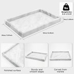 Marble Bathroom Tray,Pure Natural Marble Vanity Tray,Marble Tray for Kitchen Counter Non-Ceramic/Non-Resin,Stone Tray 12 x 8 inch (White)