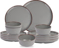 12-Piece Melamine Dinnerware Sets – Unbreakable Plates & Bowls Sets for Outdoor, Camping, Picnic, Party – Durable Dishware Sets, Lightweight & Shatterproof (Fog Gray)