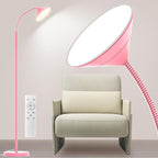 Floor Lamp, 18W Upgraded Bright LED Floor Lamps for Living Room Bedroom with Gooseneck Stepless Dimming & Color 76inch Tall Standing Lamp with Remote & Touch Control Work with Smart Plug (Pink)