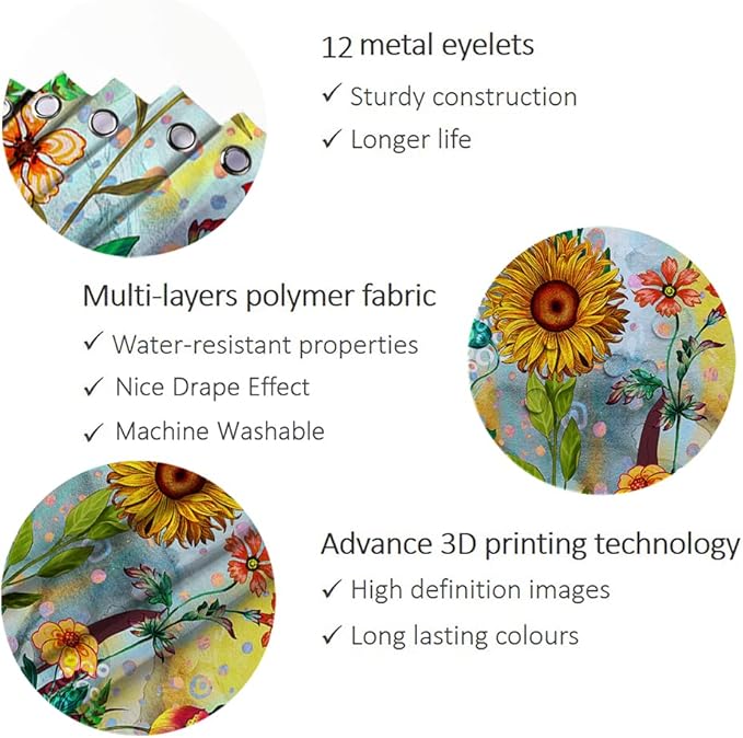 Bohemian Bathroom Curtain Colorful Boho Floral Print Beautiful Bright Polyester Fabric Cloth Shower Curtain for Bathroom Decoration, 72"x72"