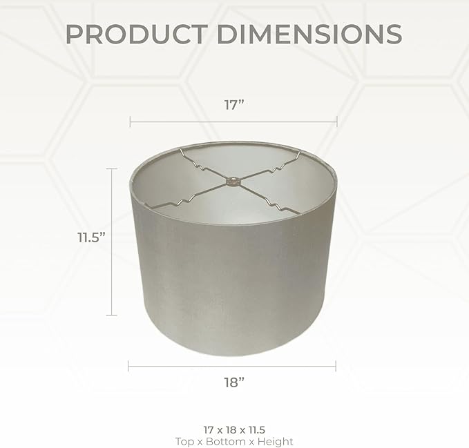 Royal Designs, Inc. HB-610-18GR-2 Shallow Drum Hardback Lamp Shade, 17 x 18 x 11.5, Gray, 2-Pack