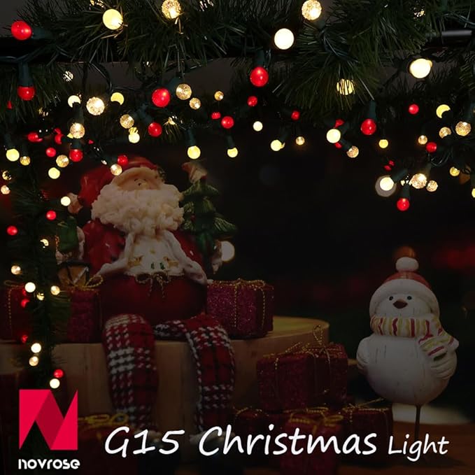 Red and White Christmas Lights Outdoor G15 Pearlized Glass 70 LED 19FT Mini Globe String Lights for Christmas Tree Indoor Outdoor Decor,ETL Certified