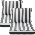 AAAAAcessories Outdoor Deep Seat Cushions, Waterproof, Fade-Resistant Patio Furniture Replacement Cushions, 23.5" x 25.5" x 5" + 23.5" x 19", Set of 2, Gray Cabana Stripe