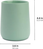 Matte Sage Green Toothbrush and Toothpaste Holder and Cup for Bathroom Vanity and Countertop, Round Organizer for Electric Toothbrushes, Floss, Razors, Cotton, and Mouthwash