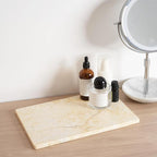 Natural Marble Cutting Boards for Kitchen - 12" x 8" Multi-Purpose Pastry Marble Tray Cheese Board Marble Slab for Counter, Bathroom Perfume Tray Jewelry Candle Plate (Yellow)