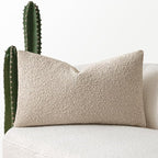 MIULEE Textured Boucle Throw Pillow Cover Neutral Accent Solid Lumbar Pillow Case Decorative Soft Pack of 1 Couch Cushion Chair Sofa Bedroom Livingroom Home Decor,12x20 Inch