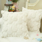 GEEORY Easter Bunny Soft Plush Pillow Covers, 20 x 20 Inch Set of 2, Fluffy Faux Fur Wool Decorative Farmhouse Cushion Case for Sofa Home Decoration Cream GC013-20
