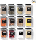 APT 1101 Glass Square Spice Jars with Labels, 4oz Glass Jars with Bamboo Lids, Spice Bottles, Seasoning Organizer, 12 Pack (Black)