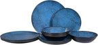 Melamine Dinnerware Sets for 4, Dinner Plates Bowls Set, Unbreakable Melamine Classic Blue Dinnerware, Dishwasher Safe Tableware Sets for Everyday Use, 12 Pcs