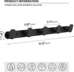 Coat Rack Wall Mount Black, 5 Hooks Rack Metal Coat Hanger Wall for Hanging Hat Purse and Robes, Towel Hook for Bathrooms and Entryway (1 Pack)
