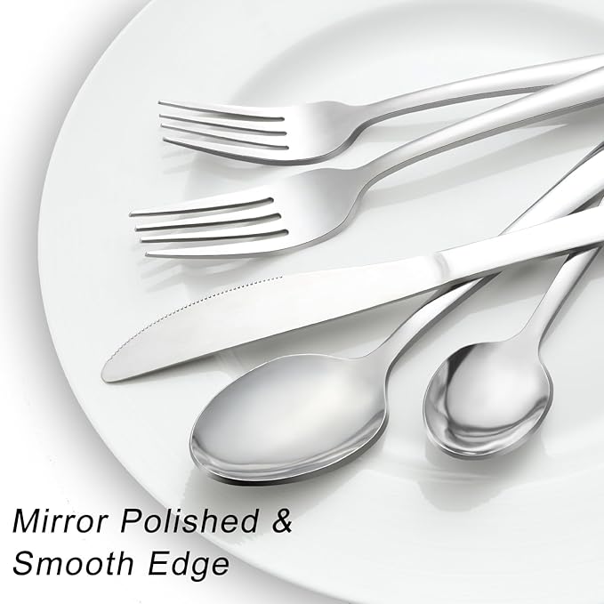 Pleafind 72-Pieces Silverware Set for 12, Flatware Set with Steak Knives, Stainless Steel Cutlery Set, Include Forks Spoons and Knives Set, Dishwasher Safe Utensil Sets for Home Restaurant