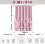 Seasonwood Pink Ruffle Shower Curtain Cute Girly Shower Curtain Button Farmhouse Style Pink Fabric Shower Curtains Blush Shower Curtains for Bathroom