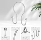 AmazerBath Silver Shower Curtain Hooks, Shower Curtain Rings, Simple Double Shower Curtain Hooks Rust Proof, Metal Smooth Glide Shower Hooks for Shower Curtain Rod, 12 Pcs Shower Rod Hooks