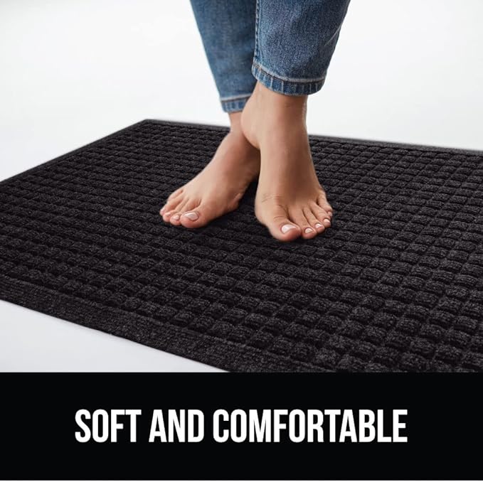 GORILLA GRIP Front Door Mat, Indoor Outdoor Ultra Absorbent HydroAbsorb Doormat, Absorbs Up to 1.7 Cups of Water, Stain and Fade Resistant, Rubber Backing Doormats, 2 Pack, 29x17 Black
