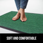 GORILLA GRIP Traffic Guard Door Mat, Heavy Duty Welcome Mats, Commercial Office Space Doormat, Waterproof, Fade Resistant, Strong Rubber Backing, Low Profile, Shoe and Boot Scraper, 35x23, Green