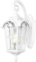 Emliviar Outdoor Wall Lights, 1-Light Modern Outside Lights for House, 17.5 Inch Height with Water Glass, White Finish, WE215B WH