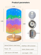 Kids Table Lamp for Bedroom, Rainbow Lamp, 3 Level Dimmable Wood Nightstand Desk Base Flaxen Fabric Shade for Bedroom Living Room,Rainbow Lamp Gifts for Girls (Colorful)