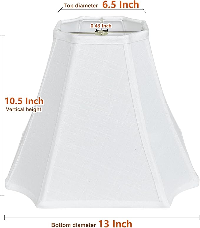 TOOTOO STAR Rectangle Lamp Shades, 6.5" x 13"x 10.5" Medium White Lampshades For Floor & Table Lamp shade, Linen, Handcrafted, Easy Assembly Required