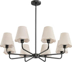 KAISITE Black Chandelier for Dining Room - 8-Light Farmhouse Dining Room Light Fixture Over Table Industrial Kitchen Lighting Fixture Ceiling Hanging Chandelier for Bedroom Living Room Foyer Entryway