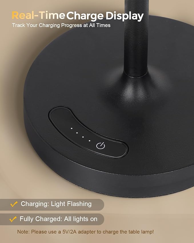 Outdoor Battery Operated Table Lamp, IP54 Waterproof Shower Lamp, 4000mAh Rechargeable Cordless Lamp, 3 Color Temperatures Dimmable, Small Touch Table Lamp for Bedroom, Patio, Camping, Restaurant