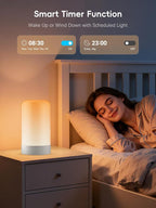 RGBICWW Smart Table Lamp, Touch Bedside Lamp with App Control, LED Desk Lamp with Music Sync, 30+ Scenes & 16M Colors, Color Changing Lamp for Bedroom Living Room Gaming Dimmable Night Light, Silver
