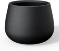 Kante Curva Series Planter, 14.8 Inch Round Concrete Garden Pot with Draiange Hole and Rubber Plug, Suitable for Indoor Plants, Home, Garden, Patio, Black