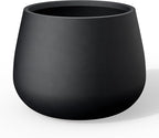 Kante Curva Series Planter, 21.3 Inch Round Concrete Plant Pot with Draiange Hole and Rubber Plug, Suitable for Indoor Plants, Home, Garden, Patio, Black