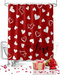 Vandarllin Red Valentine's Day Shower Curtain, Valentines Love Heart Shower Curtains Set with Hooks, Waterproof Fabric Bathroom Curtains Decor Home Accessories,72 X 84 Inch Extra Long