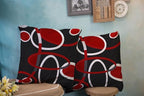 CAPSCEOLL Black White Red Geometric Circle Printing Decorative Throw Pillow Case 18X18Inch 2PCS Home Decoration Pillowcase Zippered Pillow Covers Cushion Cover