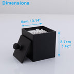 Cotton Swab Holder with Lid, Square Qtip Holder Bathroom Black, 2 Slot Resin Cotton Ball Canister Jar Cosmetics Makeup Countertop Organizer Containers Canister Apothecary Jar, Matte Black