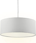 SomSom Modern Fabric Pendant Light, 15" Classic 3-Light Drum Ceiling Chandelier, White Drum Shade, Round Frosted Acrylic Diffuser, Lamps for Living Room