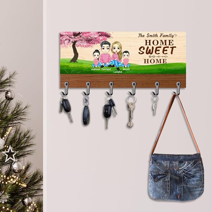 Personalized This is Us Family Key Holder Custom Name Portrait Wall Mounted Key Hanger for Entryway Hallway Home Decor Organizer Hanger Birthday Wedding Housewarming Gifts for Family Couple