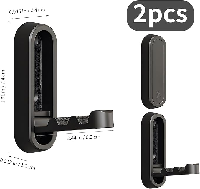 2Pcs Foldable Wall Hooks, Zinc Alloy Folding Hook Black, Heavy Duty Folding Coat Hooks Wall Mounted for Hanging Coat Towels Bags Keys (Black, 2 Pack)
