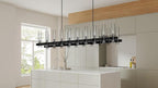Black Linear Chandelier, 68 Inch 20-Lights Modern Kitchen Island Dining Room Over Table Light Fixture, Industrial Farmhouse Large Pendant Lighting with Glass Shade