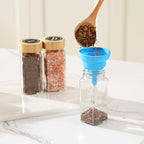 4 oz Glass Spice Jars with Bamboo Lids, Clear Empty Jars with Labels Stickers, Collapsible Funnel, Seasoning Storage Bottles for Spice Racks (24 Pack)
