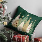 RABUSOFA Christmas Tree Pillow Covers 18x18 Inch,Watercolor Xmas Winter Decor Gold Stars Cushion Case Decoration for Home Sofa Couch Holiday (Green, 18" x 18" (Pack of 1))